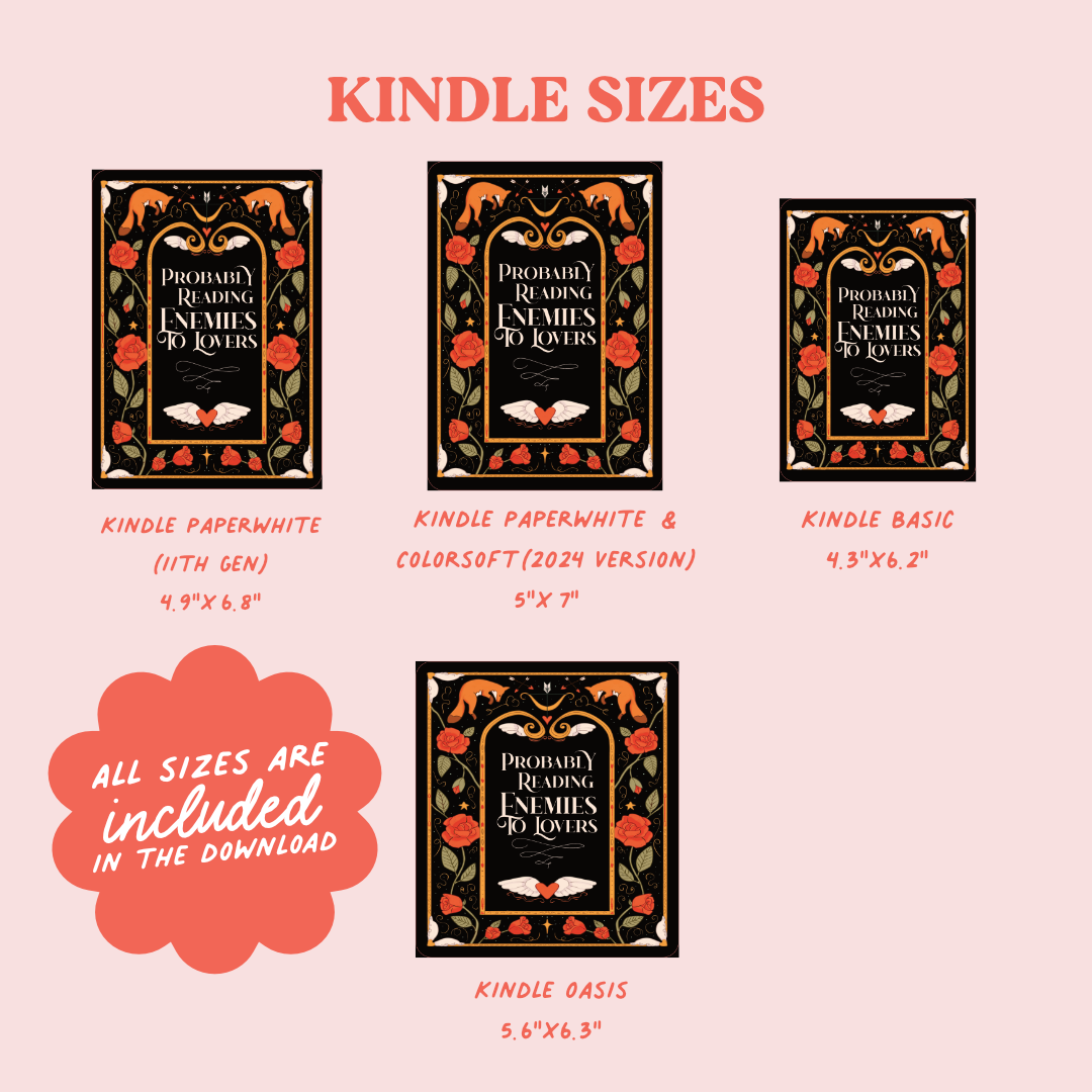 Black & White Valentines Fox Kindle Insert 2 pack | Digital Download